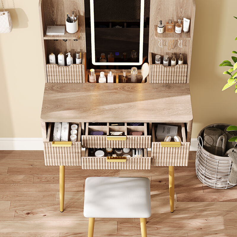 Gemhax LED 4-Drawer Vanity Desk image number 4