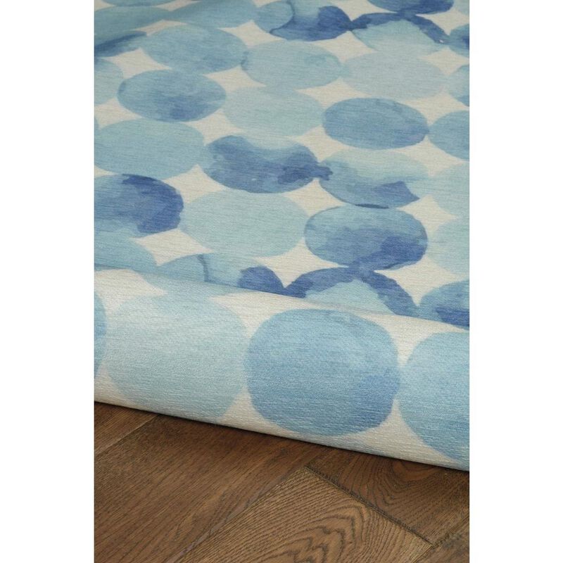 Linon Outdoor Washable Lakeland Blue & Ivory, Rug image number 1