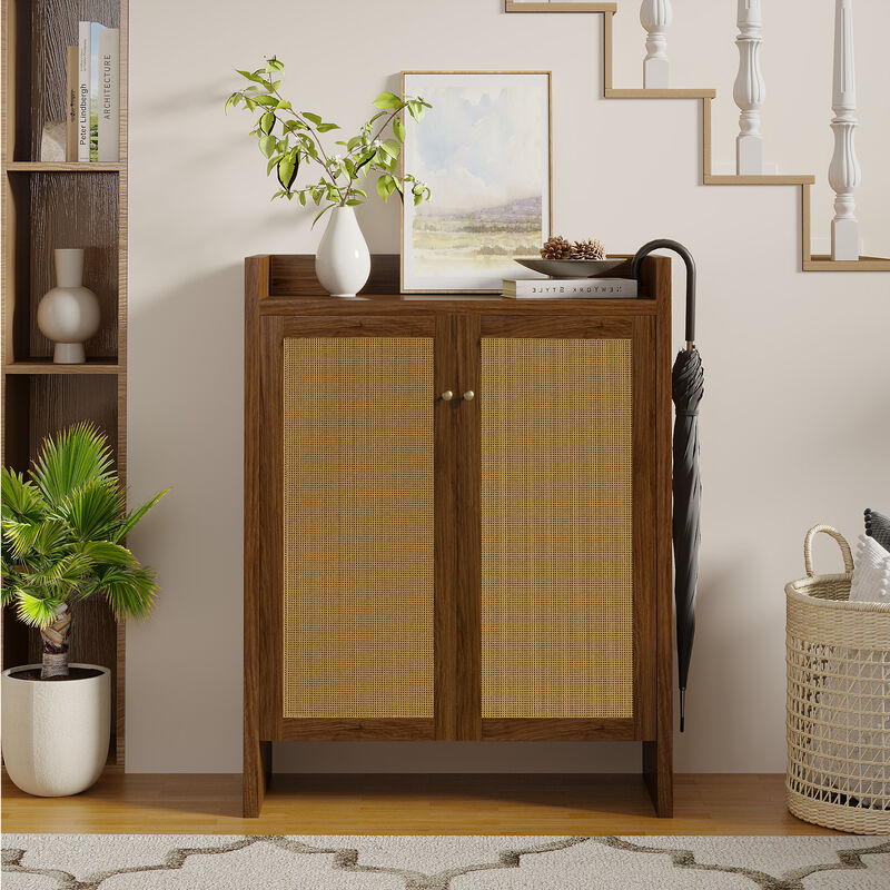 Tolnil 42.5" Tall Rattan Shoe Cabinet image number 1