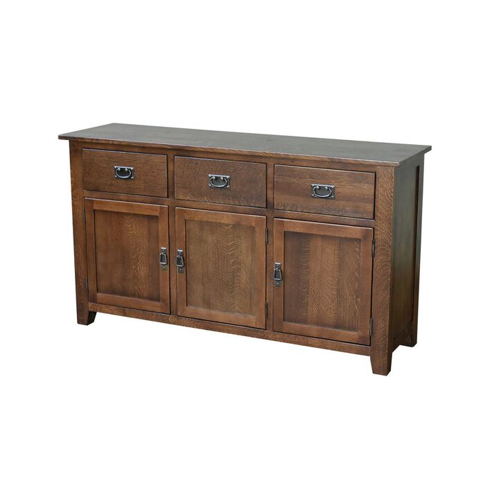 Crafters and Weavers Mission Solid Oak 3 Drawer 3 Door Sideboard