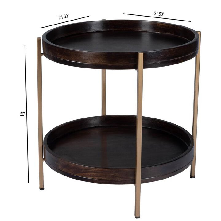 Butler Specialty Damirra Wood & Metal Side Table, Dark Brown