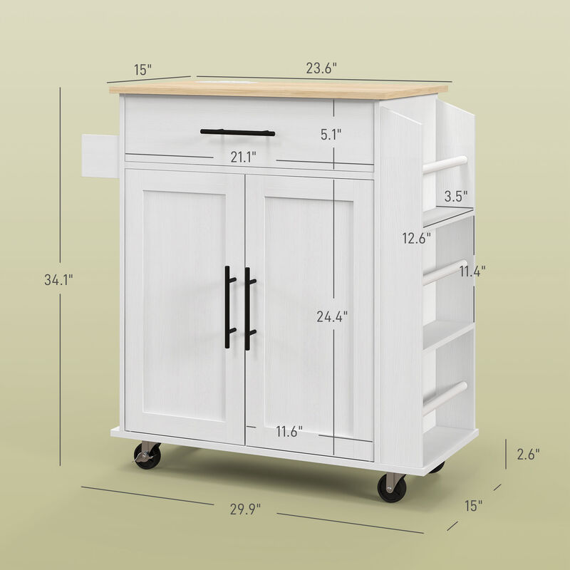 Hivvago Utility Kitchen Island on Wheels with Drawer and Doors image number 2