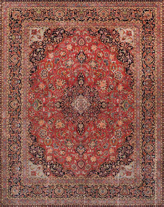 Pasargad Home Azerbaijan Hand-Knotted Lamb's Wool Area Rug- 5' 0" X  6'11", Rust