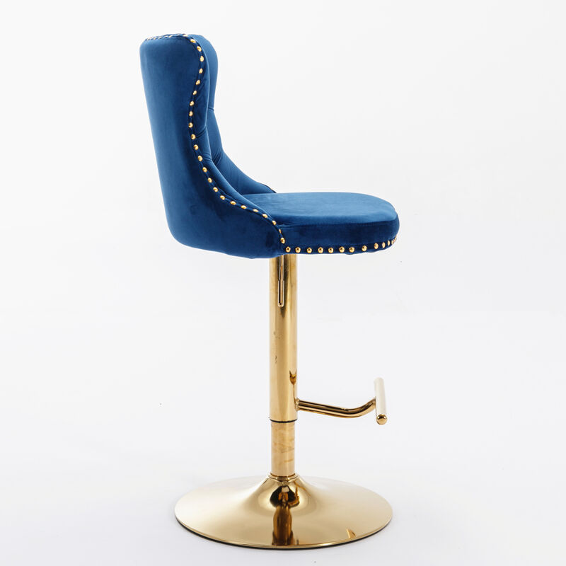 Streamdale Modern Blue Velvet Bar Stools, Set of 2 image number 3