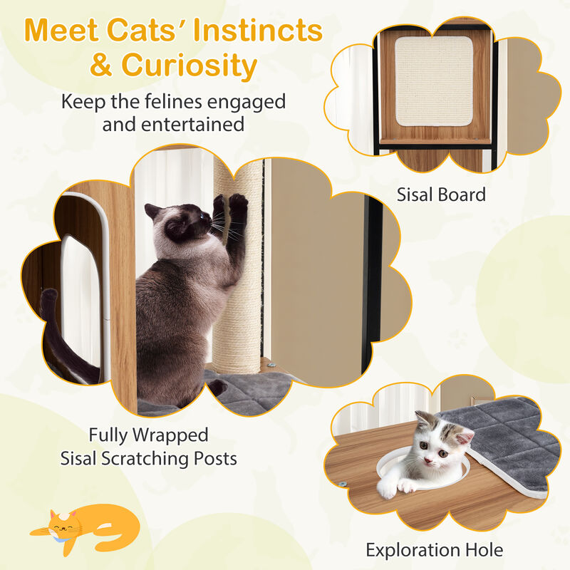 Designer Cat Tree with Metal Frame, Platforms, and Sisal Scratchers