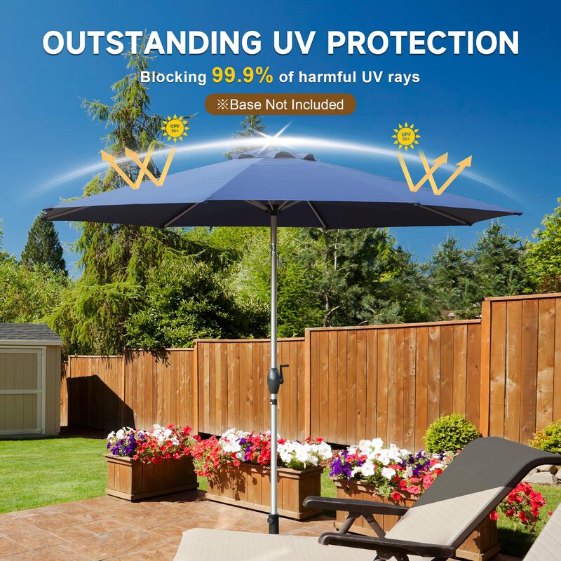 MONDAWE 9FT Patio Umbrella, Outdoor Table Umbrella with Push Button Tilt and Crank, UV Protection Waterproof Market Sun Umbrella with 8 Sturdy Ribs for Garden, Deck, Backyard, Pool