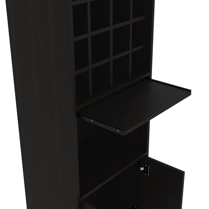 DEPOT E-SHOP Soria Bar Double Door Cabinet, Sixteen Built-in Wine Rack, Concealable Serving Tray, One Shelf, Black