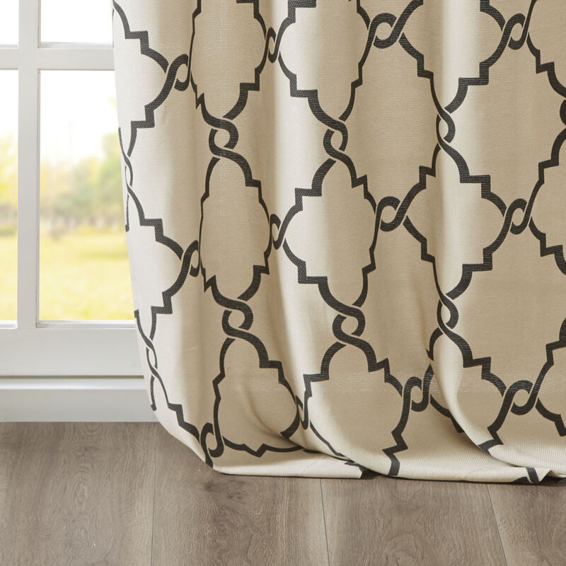 Gracie Mills Ondine Scroll Geometric Fretwork Grommet Window Curtain Panel