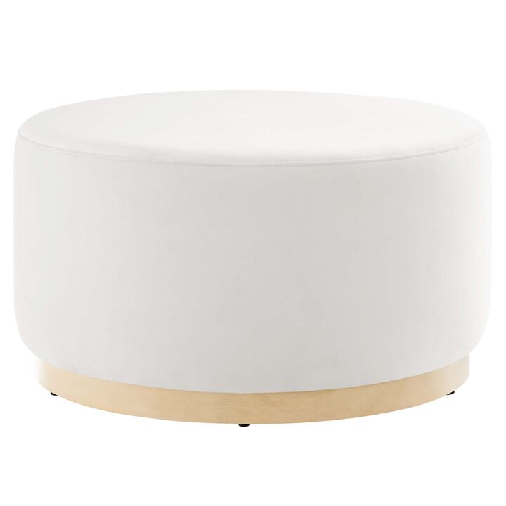 Tilden Large 29 Round Performance Velvet Upholstered Ottoman