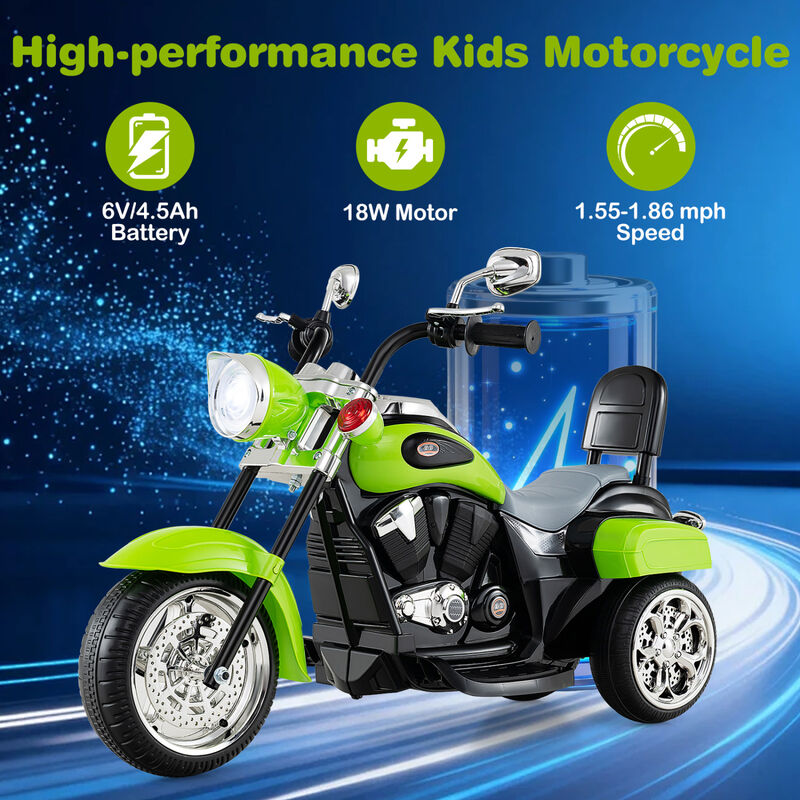 6V Toddler Electric Ride-On Bike with 3 Wheels, Horn and Front Headlight image number 4
