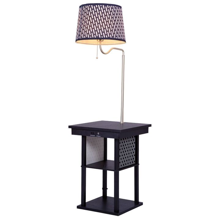 Living Room Floor Lamp with Shade 2 USB Ports