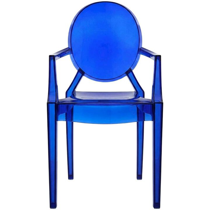Acrylic Stackable Dining Armchair, Contoured Back, Blue