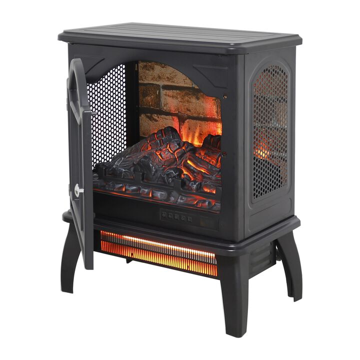 MONDAWE 18 Inch Antique Black 3D Infrared Electric Stove With Remote Control