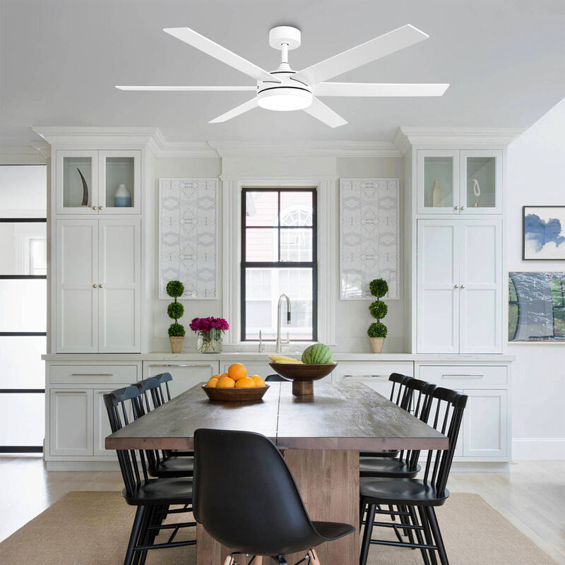 60" Modern White 3CCT Integrated LED Ceiling Fan with Remote