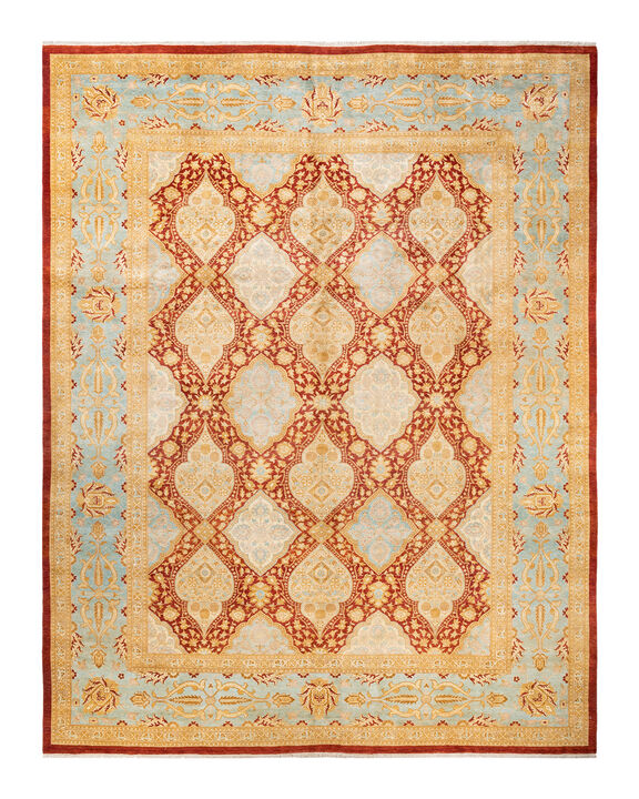 Eclectic, One-of-a-Kind Hand-Knotted Area Rug  - Orange, 10' 2" x 13' 1"