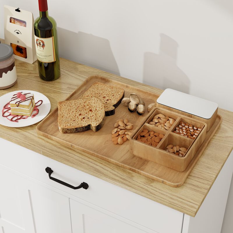 TATEUS Sideboard 55.91", Farmhouse Style 2 Drawer 4 Door Cabinet Dining Living Kitchen image number 3