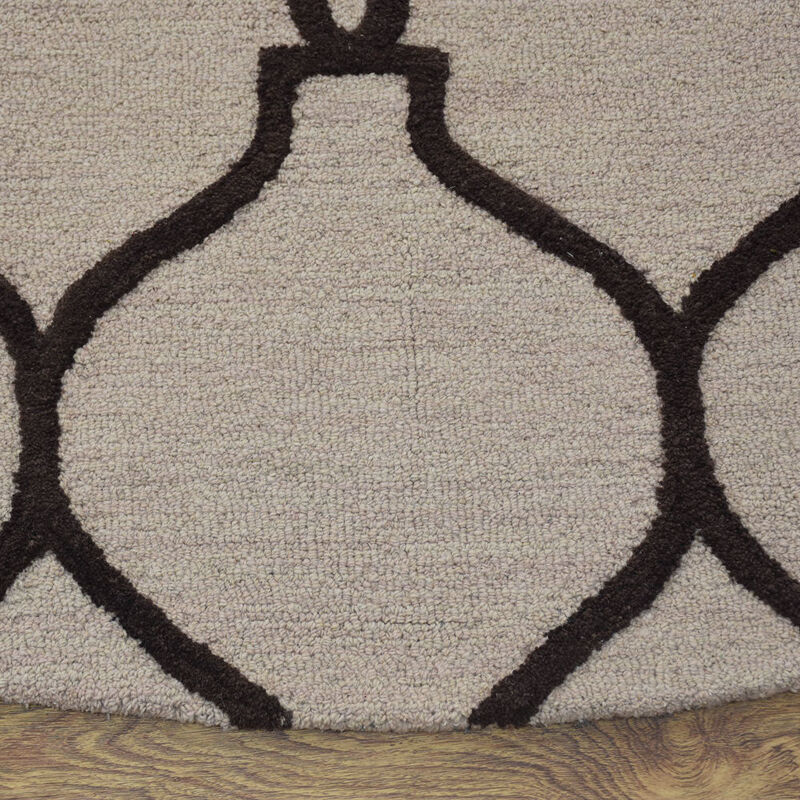 RUGSOTIC CARPETS HAND TUFTED WOOL ECO-FRIENDLY AREA RUGS  - 8'x8', Round Shape, Beige & Brown, Geometric Modern Design, High Pile Thick Handmade Area Rugs for Living Room, Bed Room (K01004) image number 4