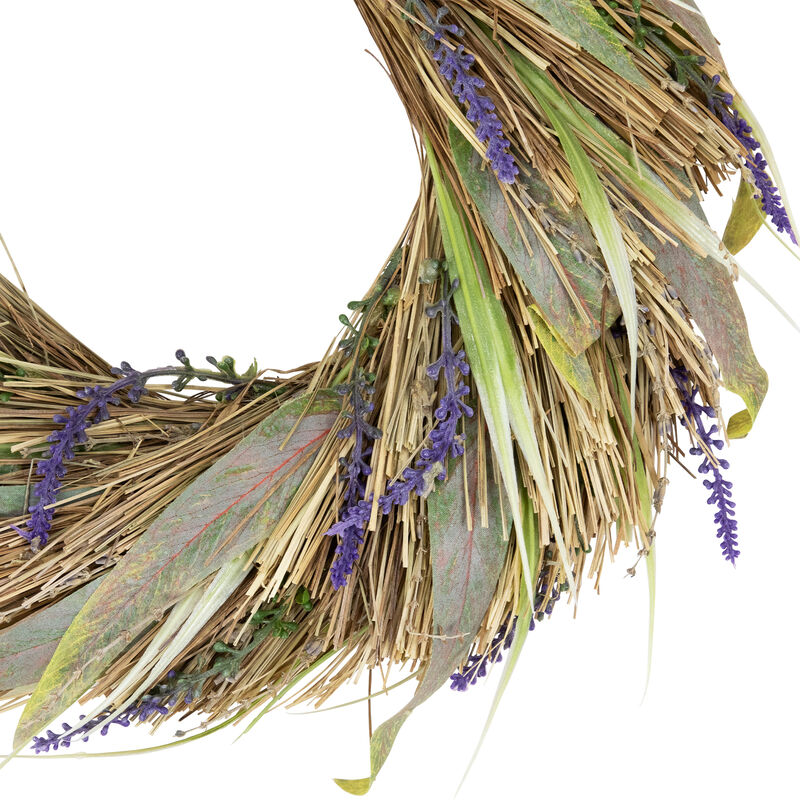 Artificial Grass and Lavender Spring Wreath - 14"