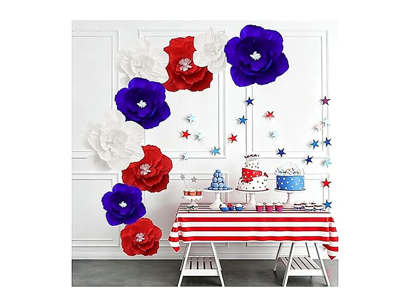 9 Pack Tissue Paper Flowers Crepe Floral Decor Baby Shower Bridal Wedding Party image number 3