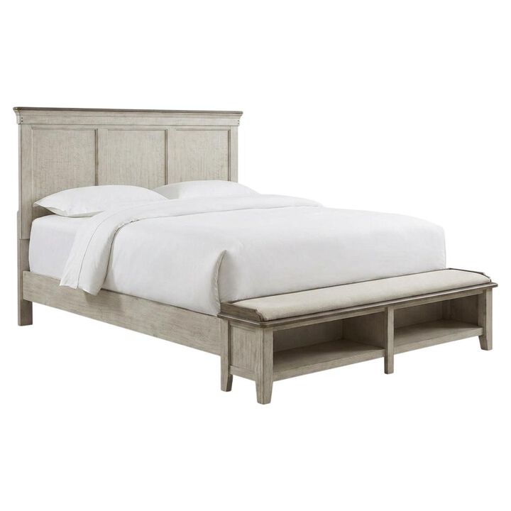 Liberty Furniture Ivy Hollow King Storage Bed in Weathered Linen Finish w/ Dusty Taupe Tops