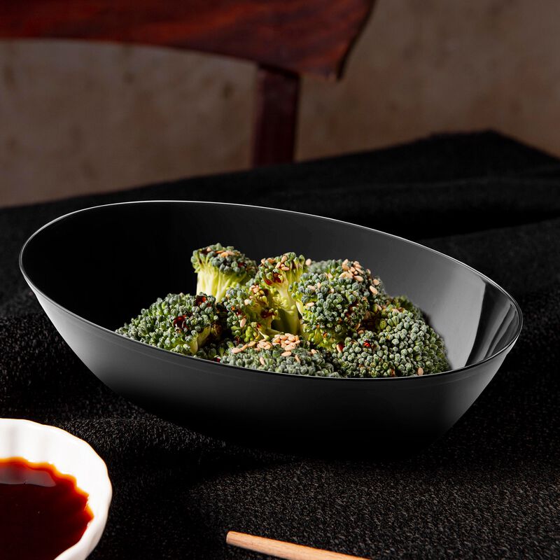 2 qt. Black Oval Plastic Serving Bowls (24 Bowls) image number 7