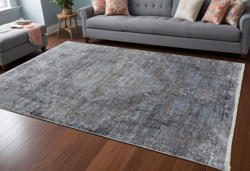 HomeRoots Abstract Power Loom Worn Faded Area Rug