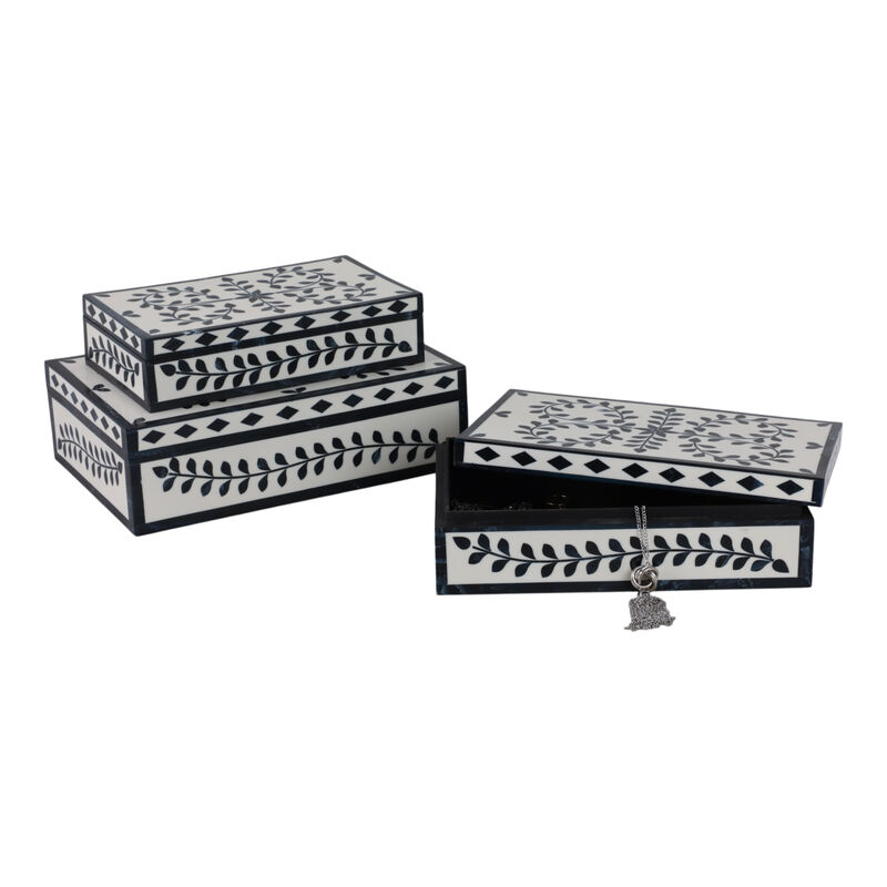 S/3 Blue Petals Boxes image number 1