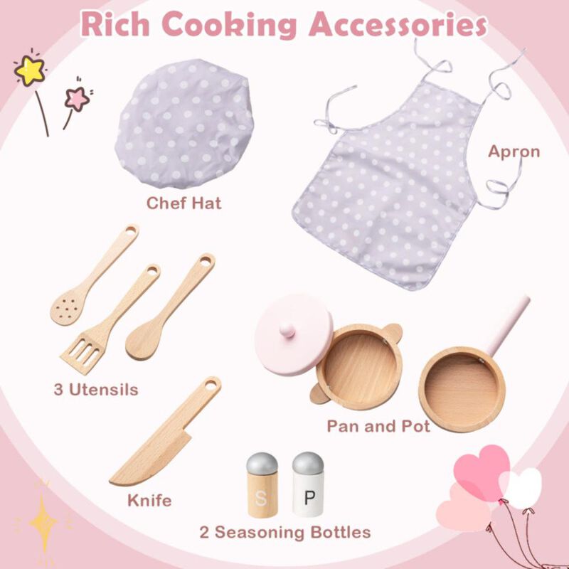 Hivvago Kids Kitchen Playset with Cooking Accessories and Storage