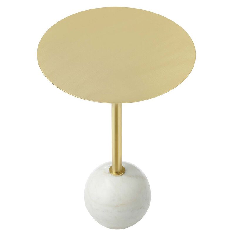 Aliza Round White Marble Side Table image number 4