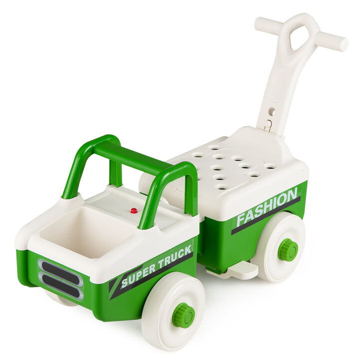 Kids 4 in 1 Push Ride On Car with Music and Storage Compartment for Outdoor Play