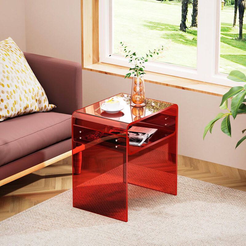 solaround Clear Acrylic End Table 2-Tier Bedside Nightstand for Living Room Bedroom