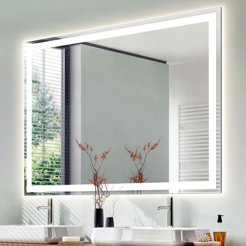 Pax Frameless Antifog Front/Back-Lit Wall Bathroom Vanity Mirror, Smart Touch image number 1