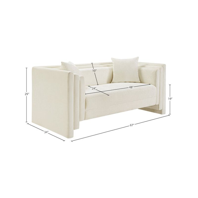 Meridian Furniture Everett Cream Chenille Fabric Loveseat