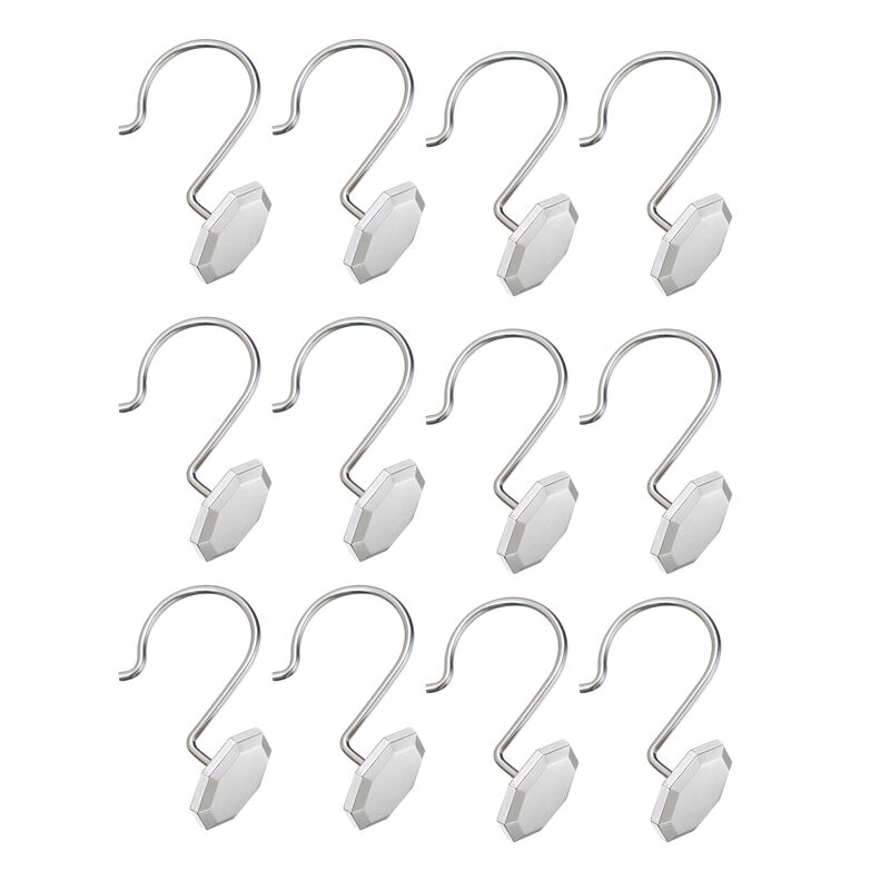 Zinc Shower Curtain Hooks, Set of 12 image number 3