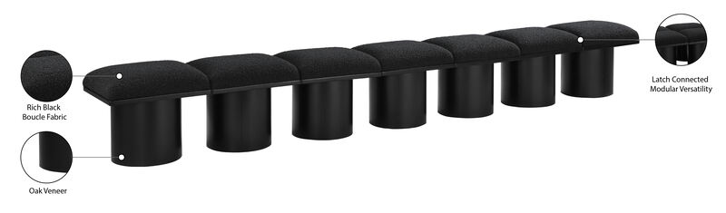 Meridian Furniture Pavilion Black Boucle Fabric Bench