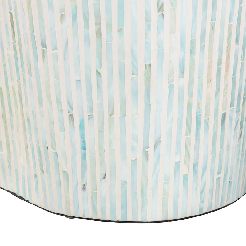 bali & pari Fiorella Capiz Shell Coffee Table - Mother of Pearl Irregular Shape Accent Table with Textured Inlay Surface for Living Room or Lounge Space image number 5