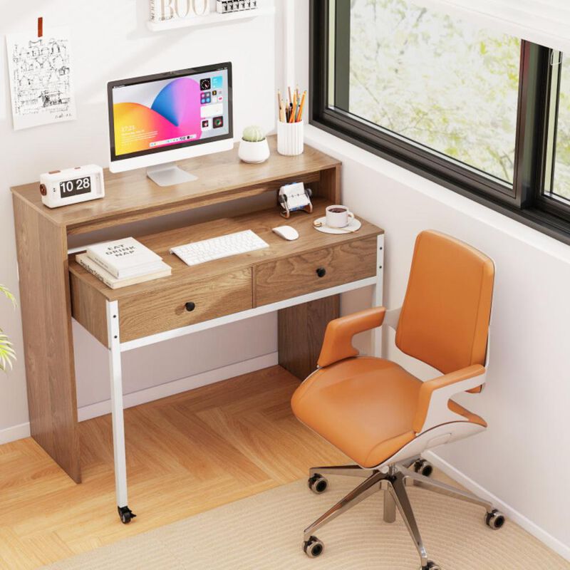 Hivvago Extendable Computer Desk with Pull Out Secondary Desk