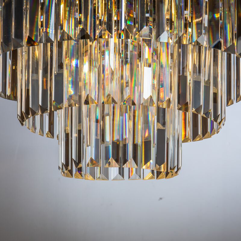 6-Lights Modern Black 3-Tier Round Crystal Fringe Chandelier image number 4