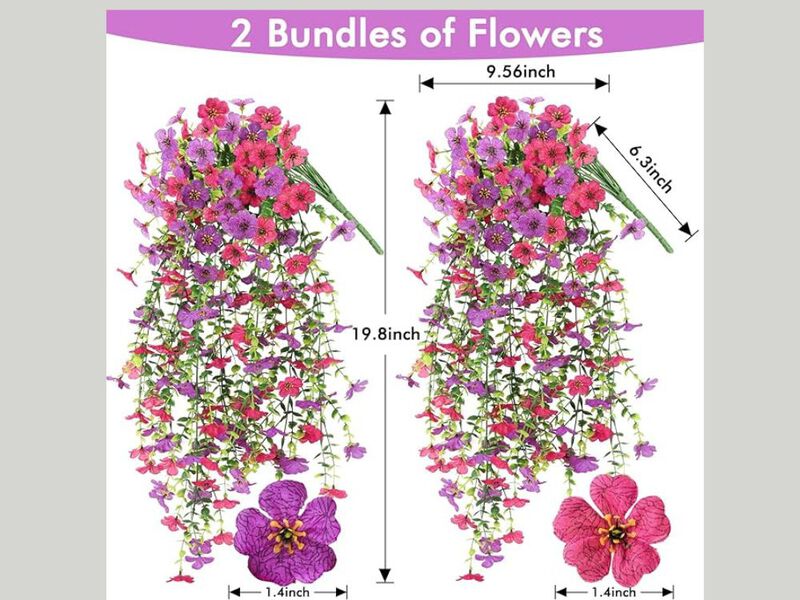 2 Bundle Artificial Hanging Flowers UV Resistant Outdoor Garden Porch Decor image number 2