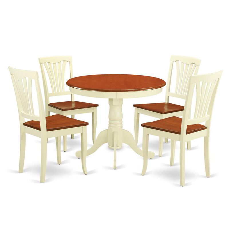 5 Pc small Kitchen Table set-round Kitchen Table and 4 Chairs for Dining room