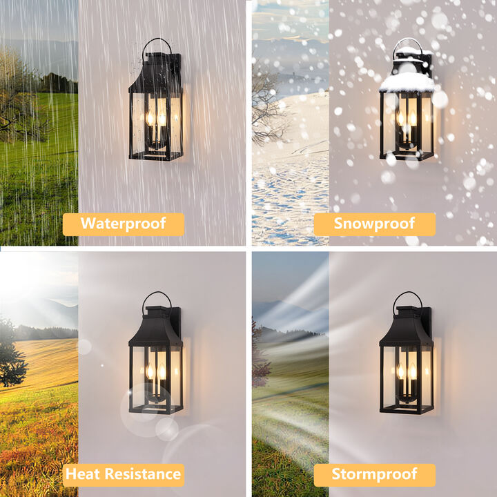 Black 2-Light Outdoor Sconce - 20.2 in. H, Hardwired, E12 Bulbs Not Included