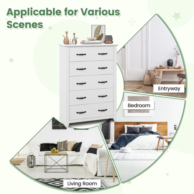 Hivvago Tall Storage Dresser with 5 Pull-out Drawers for Bedroom Living Room