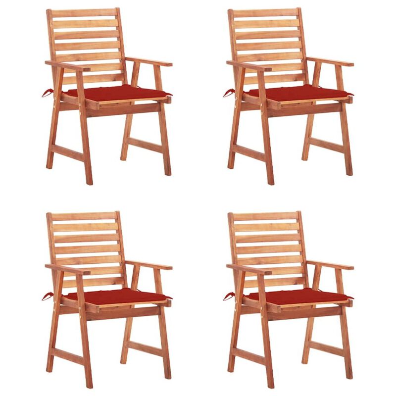 Patio Dining Chairs 4 pcs with Cushions Solid Acacia Wood