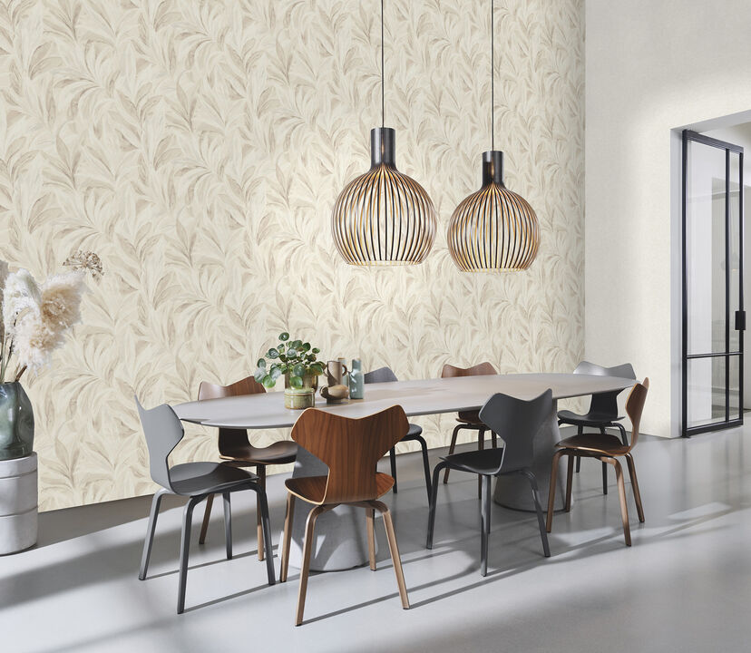 Rennie Ivory Leaves Wallpaper