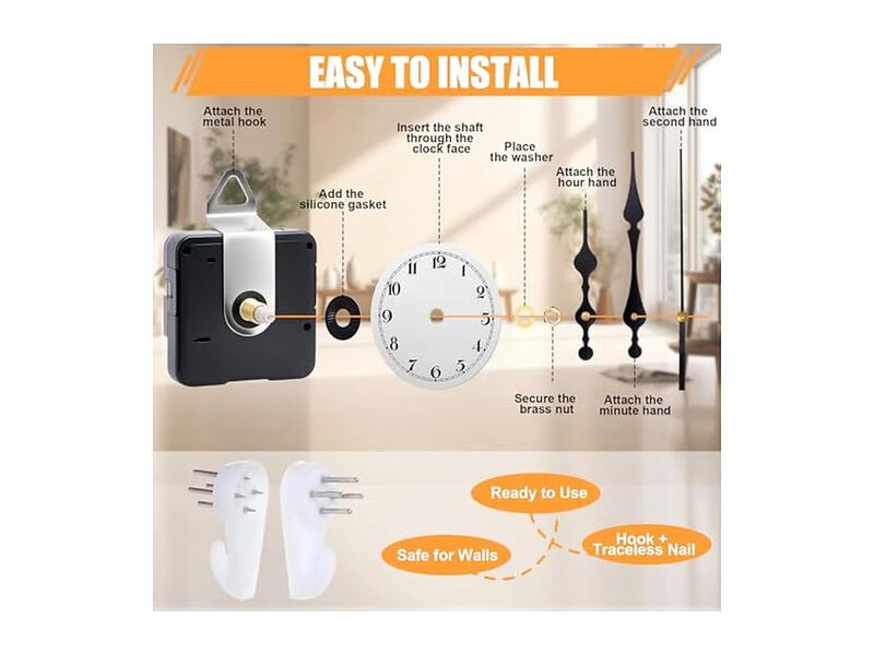 Pack Mechanism Kit Sweep Total Shaft Wall Clock Silent Non Ticking Home Decor image number 2