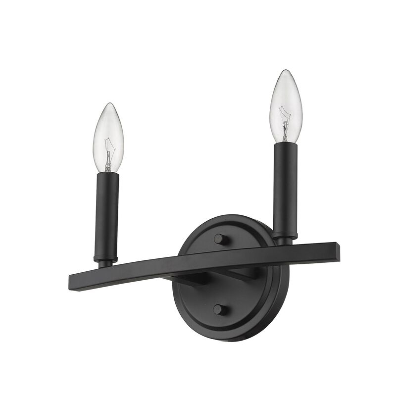 Hivvago Two Light Matte Black Wall Sconce