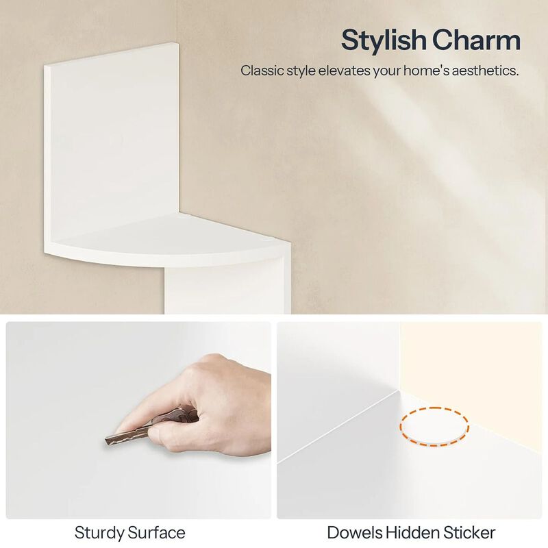 2-Piece Corner Wall Shelf Set for Home Storage and Wall Organization- White image number 7