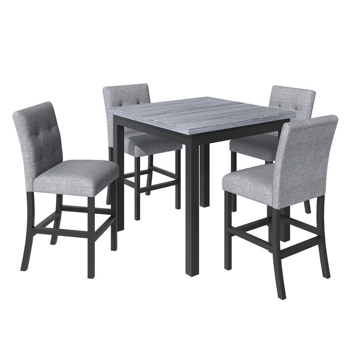 Reklo 5‑Piece Counter‑Height Square Dining Set