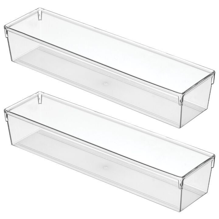 mDesign Plastic Stackable Kitchen Drawer Storage Organizer Tray - 2 Pack - Clear