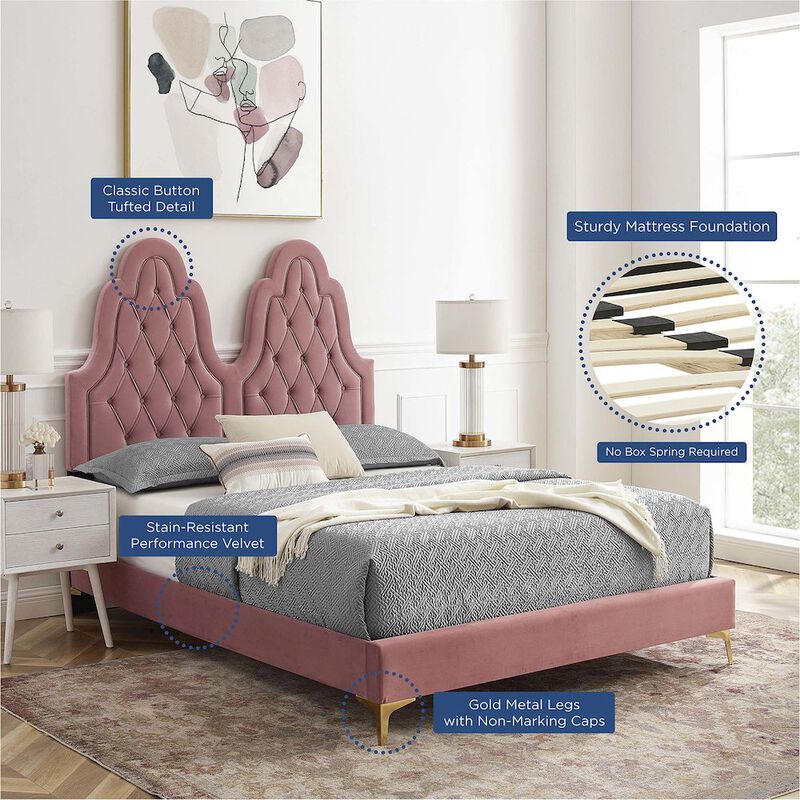 Modway Alexandria Tufted Performance Velvet Twin Platform Bed image number 5